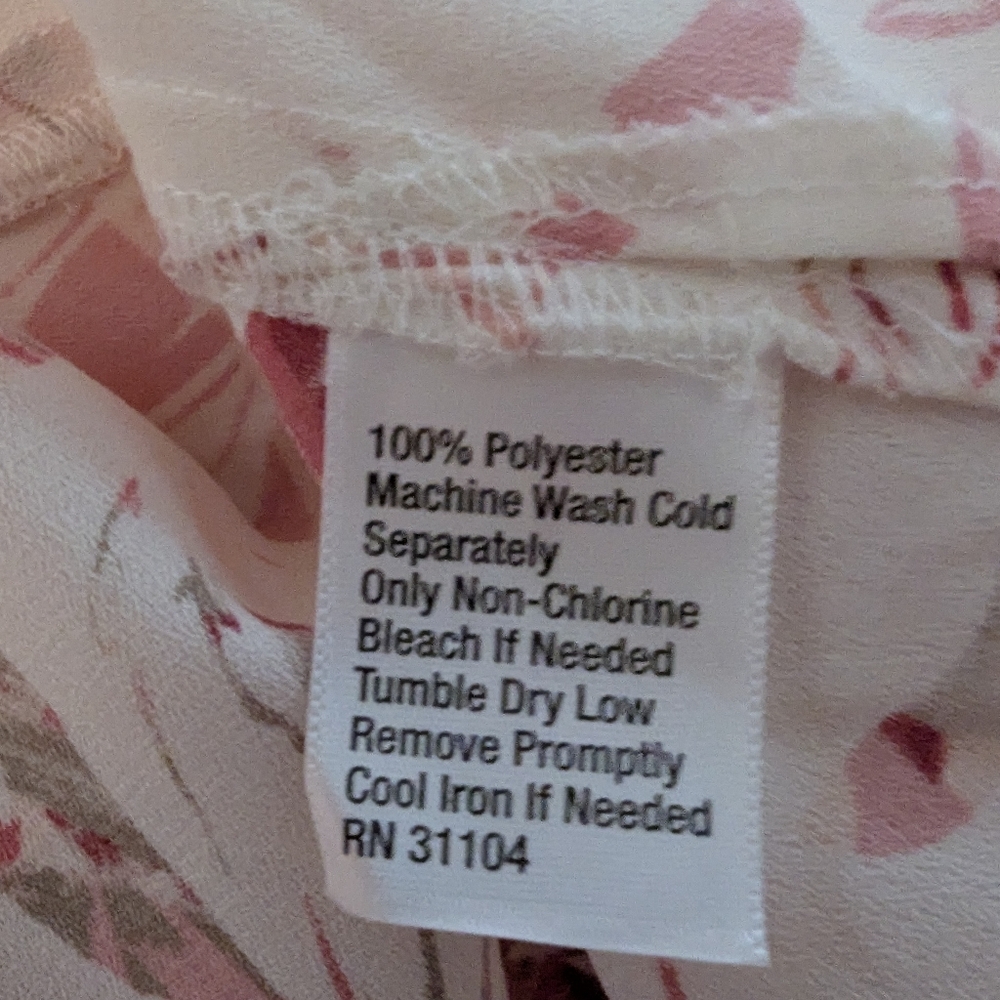 Women's Kaari Blue Round Ruffleneck Size 2X Long Ruffle Sleeve Floral Cream Pink - Picture 6 of 15